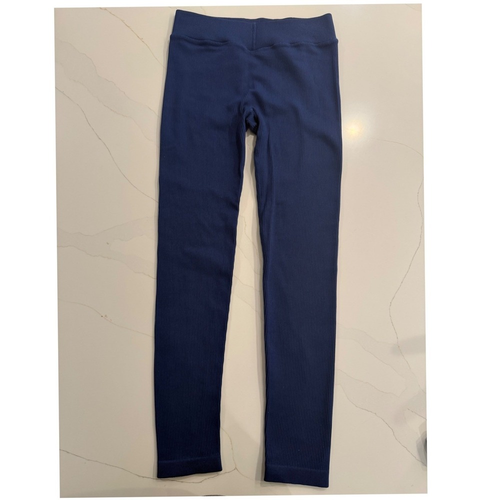 BO+TEE Ribbed Seamless Navy Blue Leggings Athletic Athleisure Women's Size S